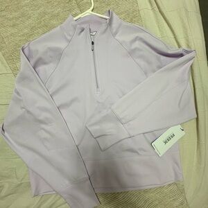 Lavender Quarter-Zip crop Pullover